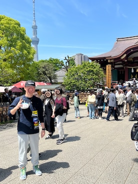 「Supreme （シュプリーム）のアイテム（帽子）」を使った、towaさん（メンズ・175cm）の春コーディネート