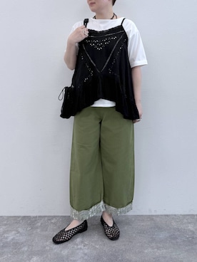 「アイテム（デニムパンツ、グリーン系）」を使った、うだかなさん（レディース・165cm）の秋コーディネート