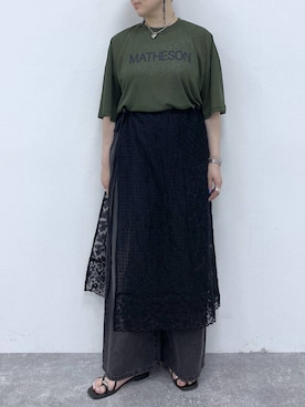「studio CLIP（スタディオクリップ）の《natural by clip》レースパッチワークスカート（スカート）」を使った、うだかなさん（レディース・165cm）の秋コーディネート