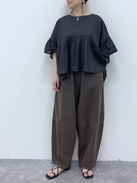 「studio CLIP（スタディオクリップ）のアイテム（パンツ）」を使った、うだかなさん（レディース・165cm）の秋コーディネート