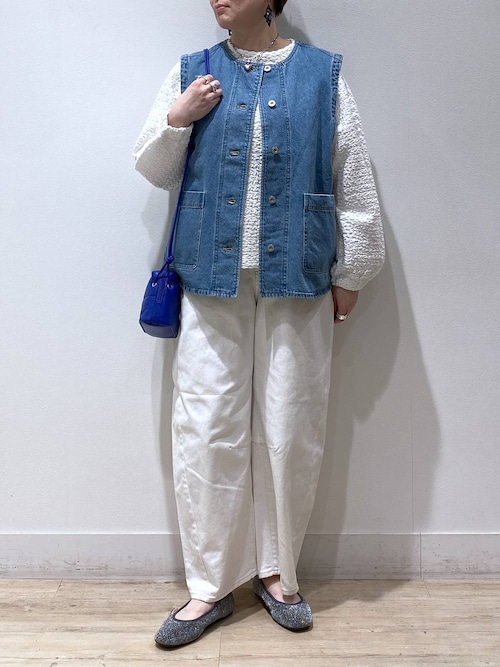 ノーカラーデニムベスト《CLIP denim》（テーラードジャケット