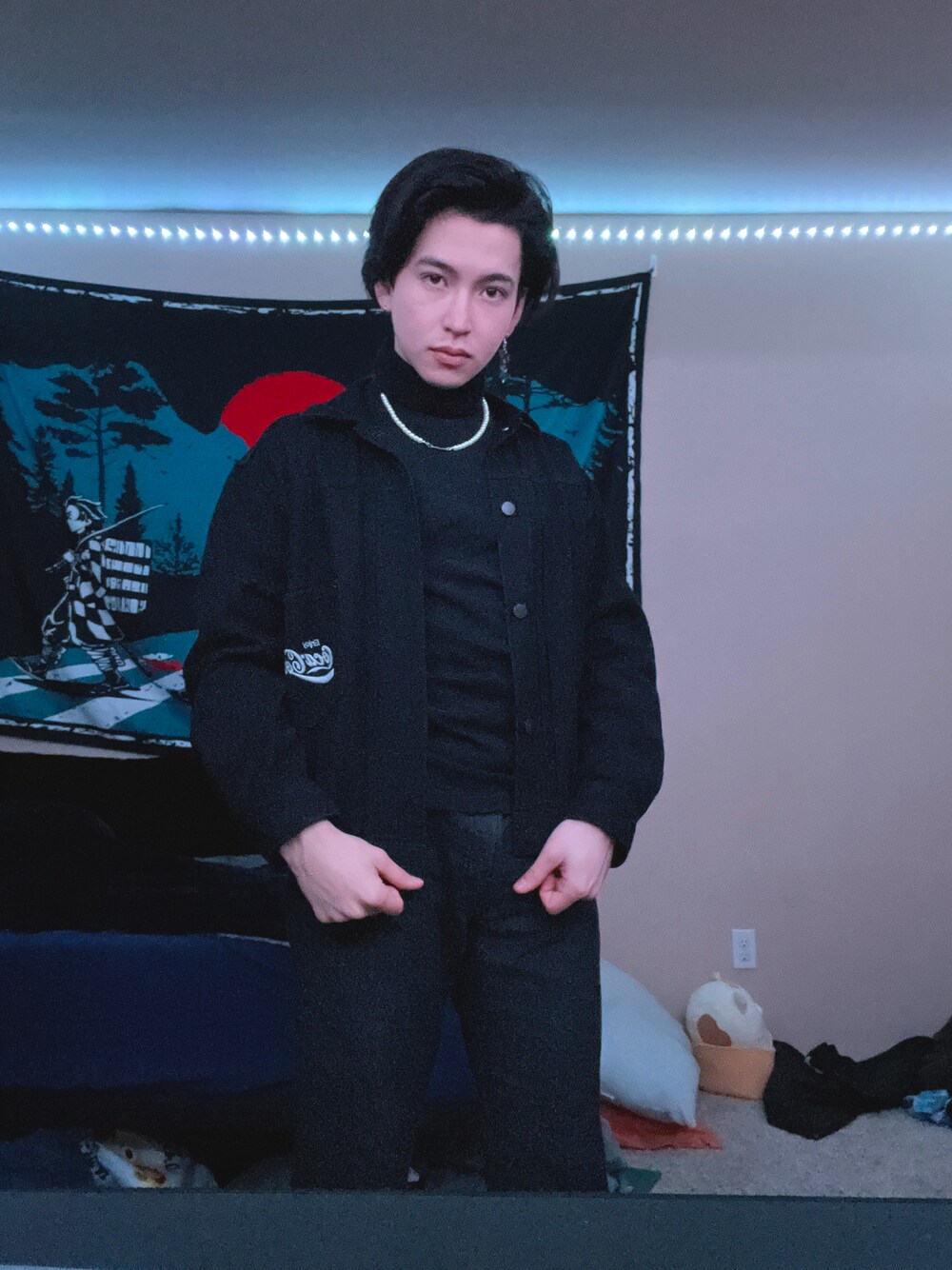 「ALLBLACK」｜「GUのアイテム（ジャケット/アウター、ブラック系）」を使った、ashc_1956さん（メンズ・165cm）の冬コーディネートの1枚目の写真