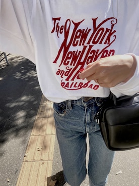 「MOUSSY（マウジー）のMVS SKINNY（デニムパンツ）」を使った、momokaさん（レディース・152cm）の秋コーディネート