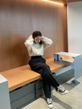 「H&M（エイチ・アンド・エム）のアイテム（ホワイト系）」を使った、momokaさん（レディース・152cm）の冬コーディネート