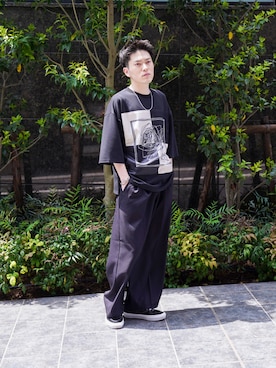 「ストリートカジュアル」｜「アイテム（スラックス）」を使った、KOMさん（メンズ・165cm）の春コーディネート
