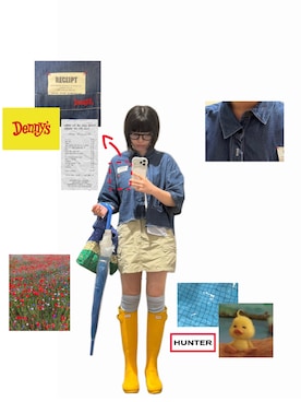 「HUNTER(ハンター)のアイテム」を使った、あひるちゃんさん(レディース・155cm)の夏コーディネート