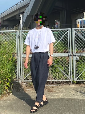 「レザーサンダル」｜「アイテム（その他）」を使った、たんぺさん（メンズ・182cm）の夏コーディネート