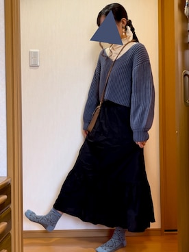 「GRL（グレイル）のアイテム（Dresses、ブルー系）」を使った、なおなおさん（レディース・158cm）の冬コーディネート