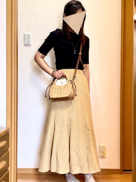 「GRL（グレイル）のアイテム（Knitwear、ブラック系）」を使った、なおなおさん（レディース・158cm）の夏コーディネート