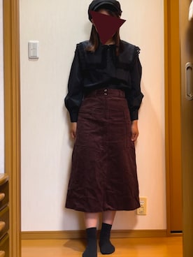 「秋先取りコーデ」｜「アイテム（キャスケット）」を使った、なおなおさん（レディース・158cm）の秋コーディネート