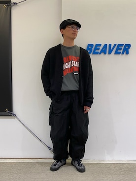 「MANASTASH（マナスタッシュ）のアイテム（カーディガン/ボレロ）」を使った、わくたさん（メンズ・177cm）の冬コーディネート