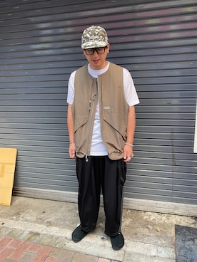 「アイテム（ベスト）」を使った、わくたさん（メンズ・177cm）の夏コーディネート