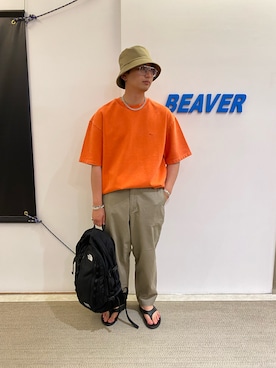 「CPH（シーピーエイチ）のアイテム（帽子）」を使った、わくたさん（メンズ・177cm）の夏コーディネート