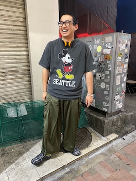 「OOFOS（ウーフォス）のアイテム」を使った、わくたさん（メンズ・177cm）の夏コーディネート