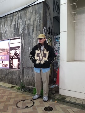 「PENDLETON（ペンドルトン）のアイテム（ブルゾン）」を使った、わくたさん（メンズ・177cm）の冬コーディネート
