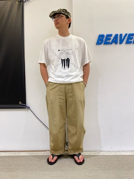 「and wander（アンドワンダー）のアイテム」を使った、わくたさん（メンズ・177cm）の夏コーディネート