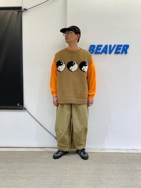 「アイテム（Tシャツ/カットソー、オレンジ系）」を使った、わくたさん（メンズ・177cm・20代）の冬コーディネート