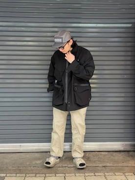 「and wander（アンドワンダー）のアイテム（帽子）」を使った、わくたさん（メンズ・177cm）の春コーディネート