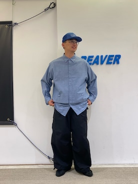 「MANASTASH（マナスタッシュ）のアイテム（カーゴパンツ）」を使った、わくたさん（メンズ・177cm）の夏コーディネート