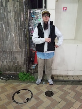 「ABU GARCIA（アブ・ガルシア）のアイテム（ダウンベスト）」を使った、わくたさん（メンズ・177cm）の冬コーディネート
