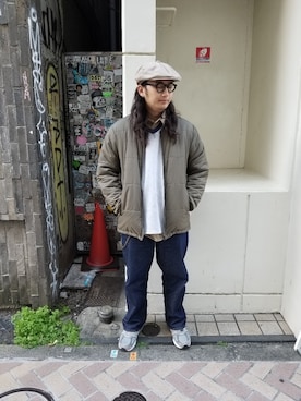 「MANASTASH（マナスタッシュ）のアイテム（ダウンジャケット/コート）」を使った、わくたさん（メンズ・177cm）の冬コーディネート