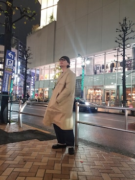 「F/CE. （エフシーイー）のアイテム（トレンチコート）」を使った、わくたさん（メンズ・177cm）の冬コーディネート