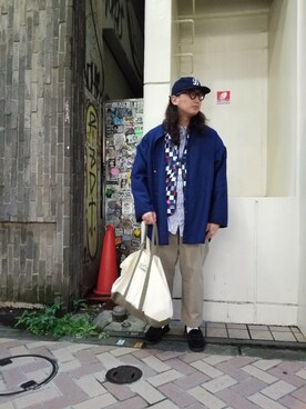 「MANASTASH（マナスタッシュ）のアイテム（バッグ）」を使った、わくたさん（メンズ・177cm）の秋コーディネート