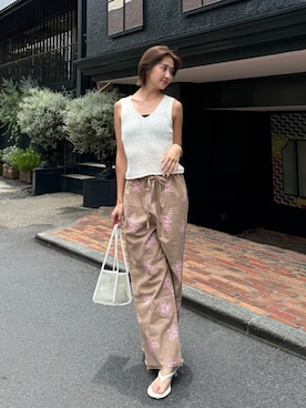 「ALEXIA STAM（アリシアスタン）のMesh Bag /パイピングメッシュバッグ（ショルダーバッグ、ホワイト系）」を使った、ALEXIA STAMさん（レディース・159cm）の夏コーディネート