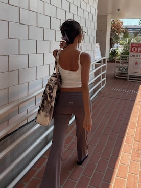 「ALEXIA STAM（アリシアスタン）のTerry Cloth Camisole with Back Logo /パッドinバックロゴキャミソール（キャミソール、ホワイト系）」を使った、ALEXIA STAMさん（レディース・159cm）の夏コーディネート