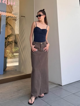「アイテム（デニムスカート）」を使った、ALEXIA STAMさん（レディース・156cm）の夏コーディネート