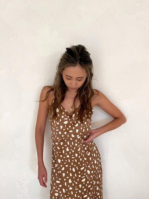 セール】Back Ribbon Cow Print Satin Dress/バックリボンカウ