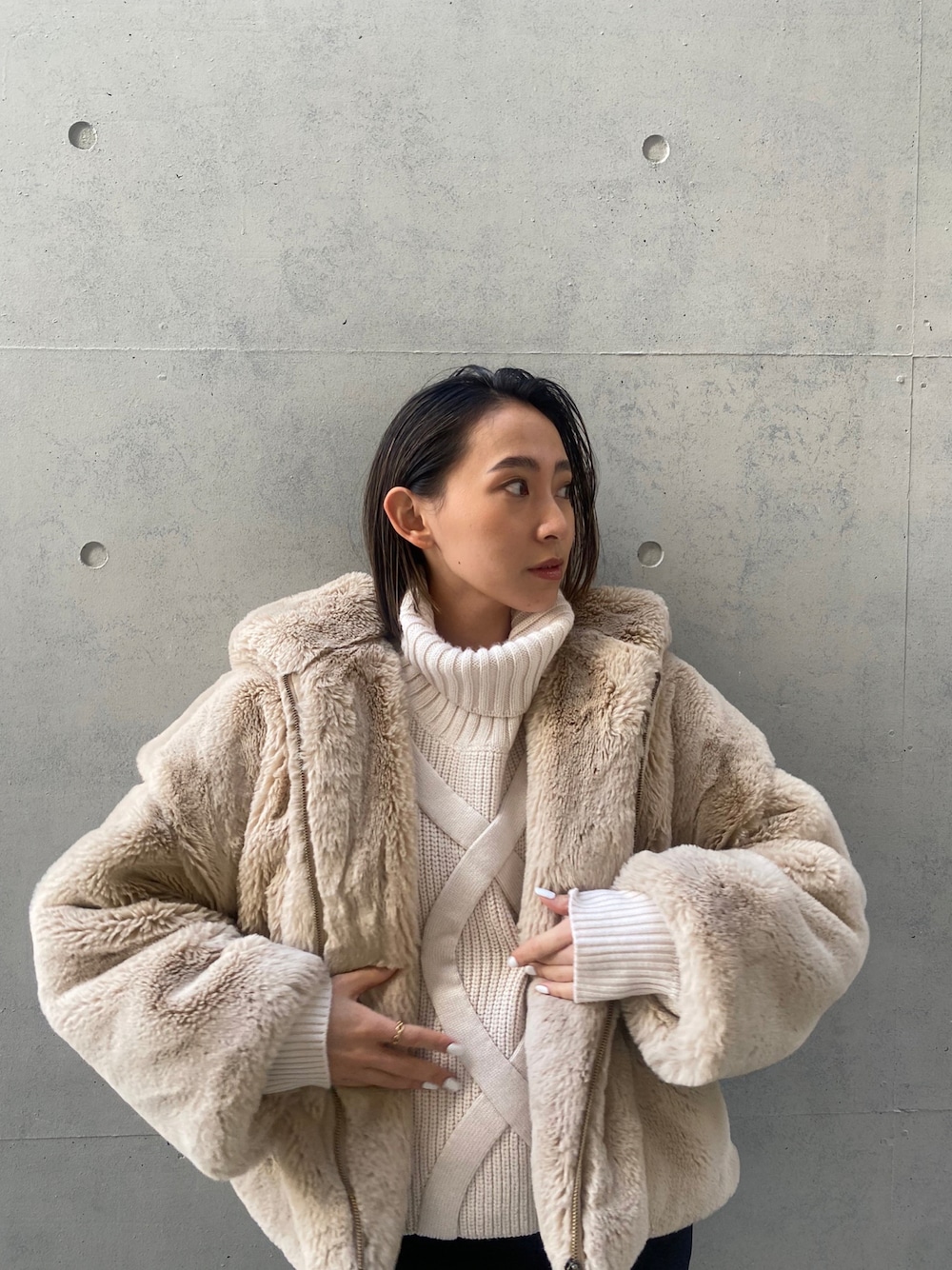 ALEXIA STAM（アリシアスタン）の「Eco Fur Hooded Jacket/エコ