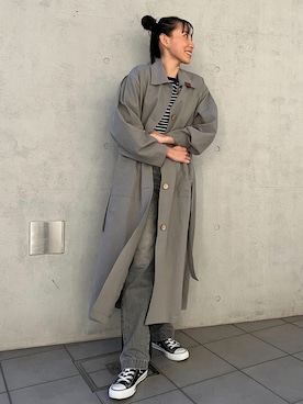 新品　リネン混　アリシアスタン タックスリーブ　ステンカラーコート　ロングコート 新品 リネン混 アリシアスタン タックスリーブ ステンカラー