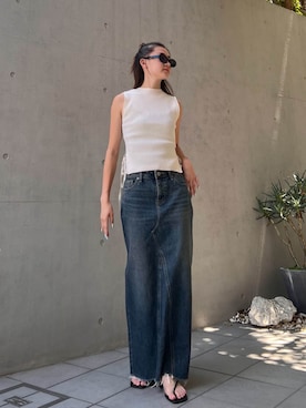 「アイテム（タンクトップ）」を使った、ALEXIA STAMさん（レディース・156cm）の夏コーディネート