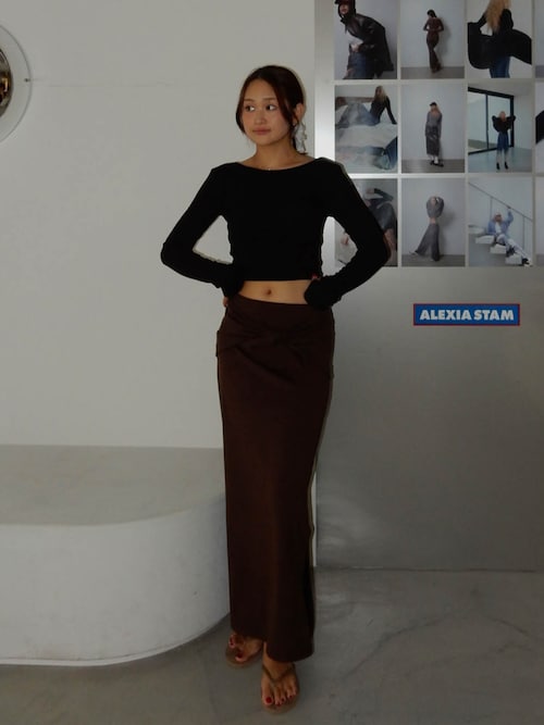 ALEXIA STAM バックアジャスター長袖トップス Wellness Rib Back Adjuster Long Sleeve Top /バック