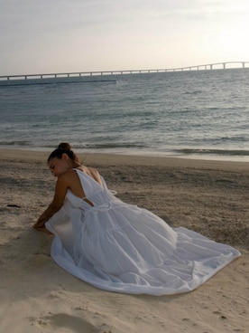 「ALEXIA STAM（アリシアスタン）のTiered Summer Dress /パッドin ティアードドレス（ワンピース、ホワイト系）」を使った、ALEXIA STAMさん（レディース・160cm）の夏コーディネート