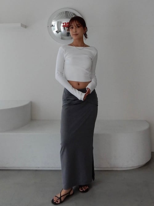 ALEXIA STAM バックアジャスター長袖トップス Wellness Rib Back Adjuster Long Sleeve Top /バック