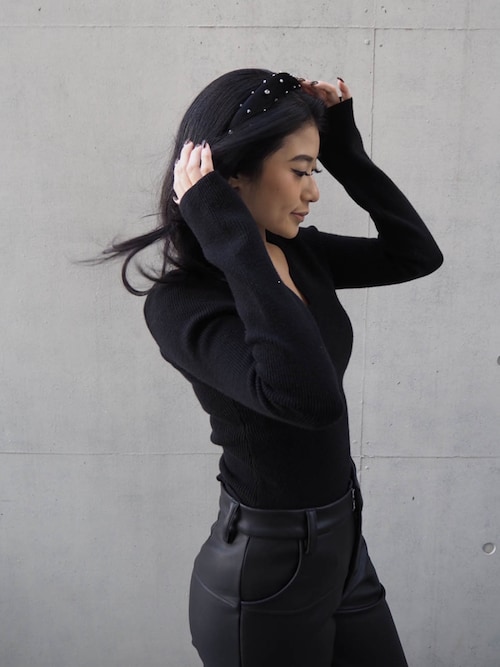 セール】Square Hem Knit Top /スクエアヘムリブニットトップス