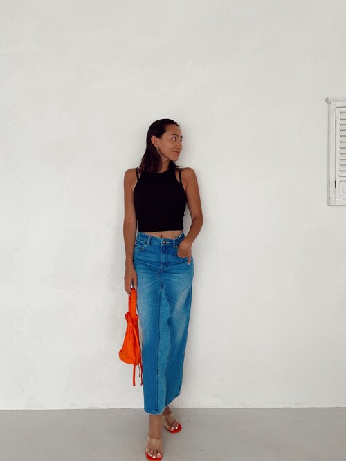 ALEXIA STAM スカート Denim Long Skirt/デニムロングスカート