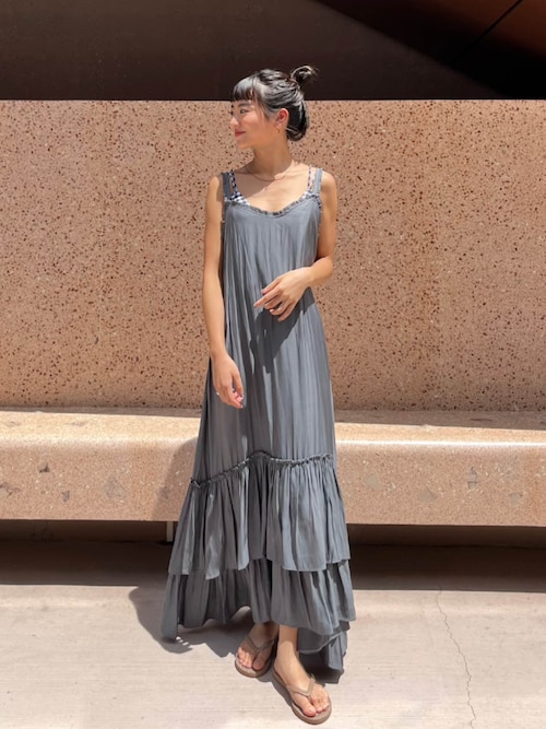 ALEXIA STAM グレー キャミワンピース ALEXIA STAM ワンピース Satin Long Dress /サテンワンピース