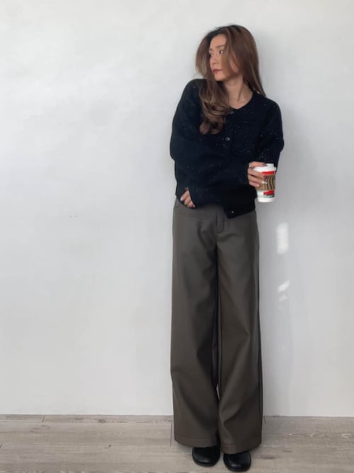セール】Fake Leather Wide Pants /裏起毛 フェイクレザーパンツ