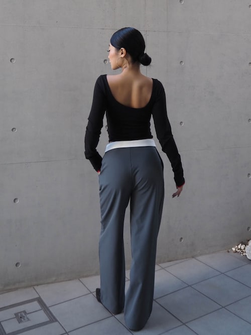 セール】Wellness Turn-up Waist Warm Pants /裏起毛 ウエスト折返し