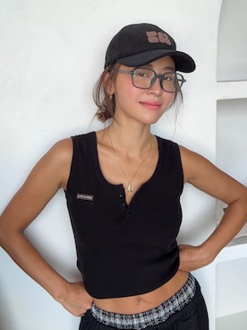 「めがね」｜「アイテム（帽子）」を使った、ALEXIA STAMさん（レディース・158cm）の秋コーディネート