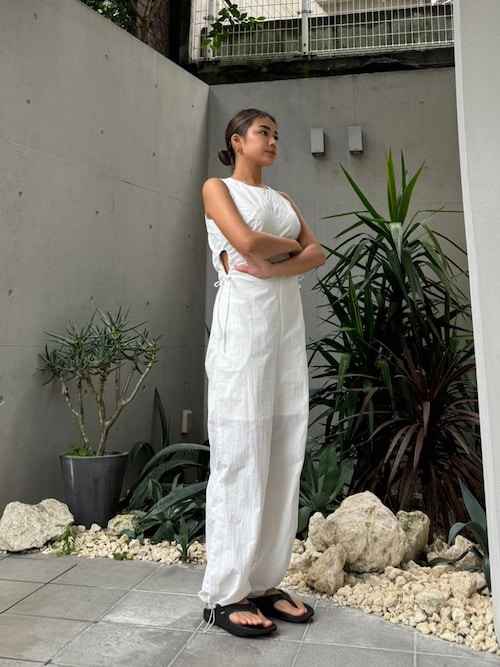 セール】Open Side Waist Jumpsuit /スカラップナイロン