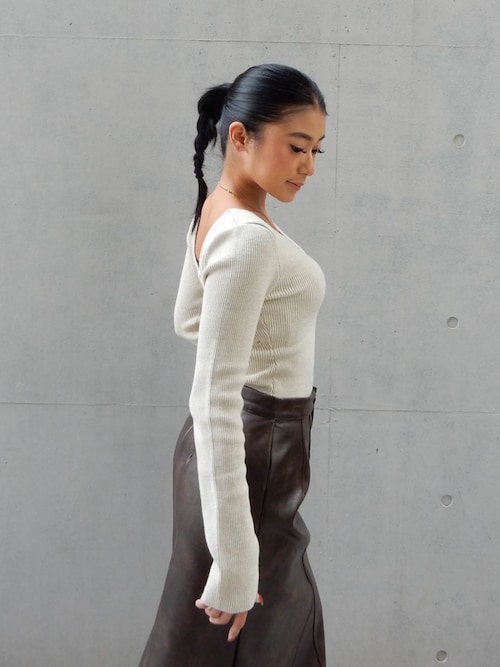 アリシアスタン フェイクレザースカート セール】Fake Leather Warm Long Skirt /裏起毛フェイクレザースカート