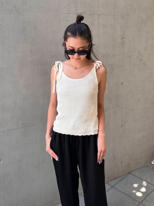 Ribbon Knit Camisole / 肩リボンキャミ（キャミソール）｜ALEXIA STAM