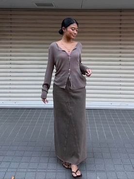 「ブラウンコーデ」｜「アイテム（カーディガン/ボレロ）」を使った、ALEXIA STAMさん（レディース・157cm）の夏コーディネート