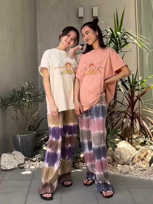 アリシアスタン リブフレアタイダイパンツ pink セール】Rib Flare Pants /タイダイフレアパンツ（その他パンツ