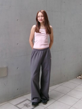 「ALEXIA STAM（アリシアスタン）の[Care Bears x ALEXIA STAM] Rib Camisole /ケアベアコラボ 配色キャミ（キャミソール、ピンク系）」を使った、ALEXIA STAMさん（レディース・158cm）の春コーディネート