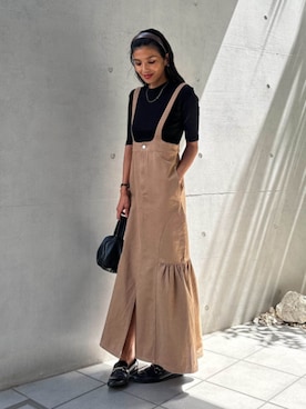 「アイテム（オールインワン・サロペット、イエロー系）」を使った、ALEXIA STAMさん（レディース・157cm）の夏コーディネート